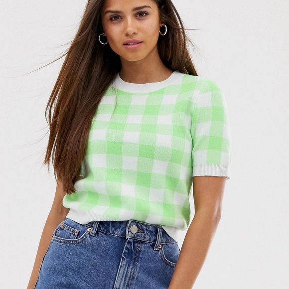 ASOS Tops - Check knitted t-shirt